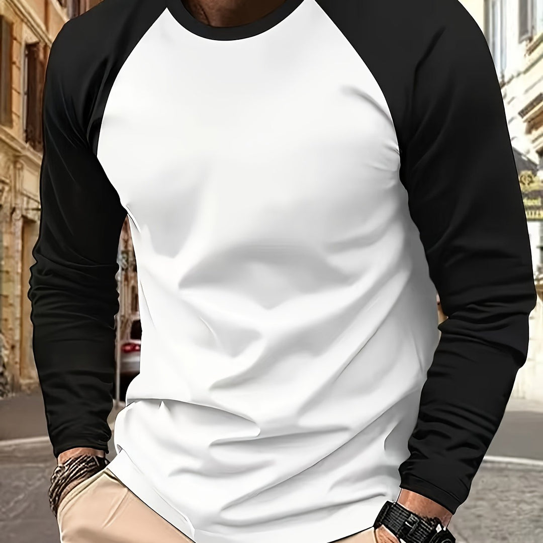 Trevor | Dwukolorowy T-shirt z Długim Rękawem
