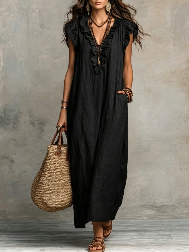 Marisol | Boho Maxi Sukienka z Falbanami