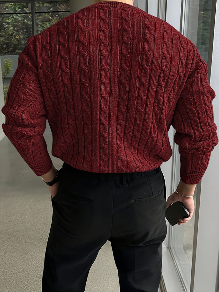 Jonas | Sweter z dzianiny w splot kablowy