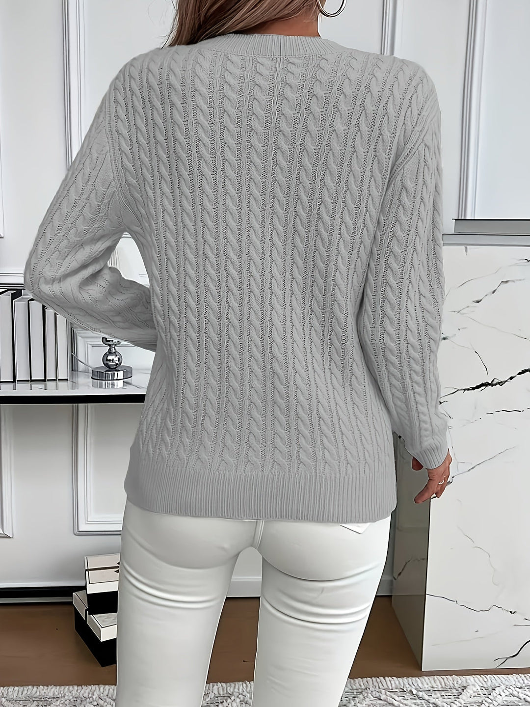 Faye | Sweter z okrągłym dekoltem w splot kablowy