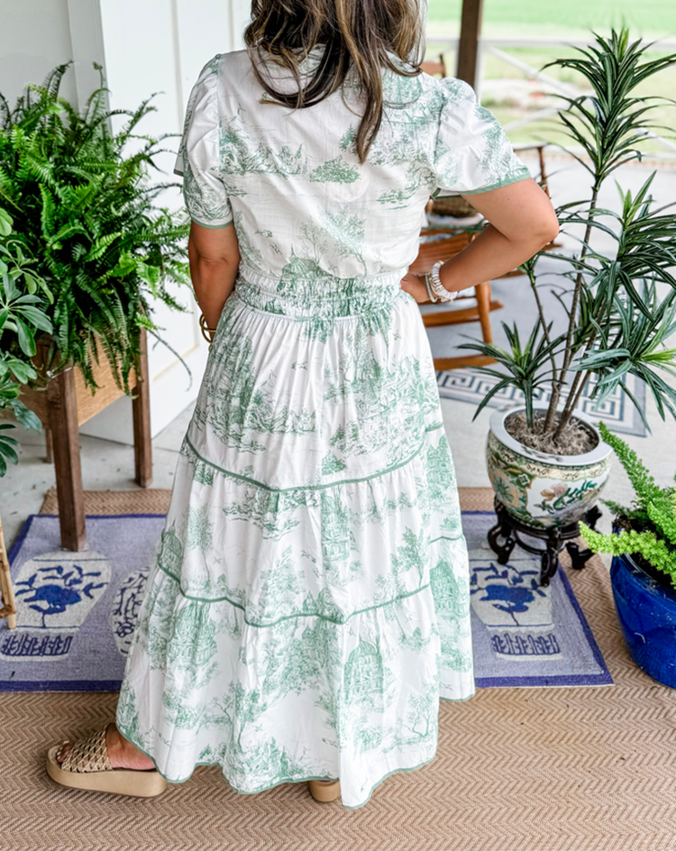 Eliza | Klasyczna Sukienka Maxi w Toile