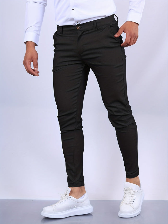 Męskie Spodnie Skinny z Rozciągliwością Button Fly