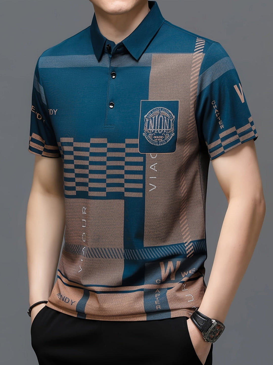 Nathaniel | Elegancka koszulka polo w kolorowe bloki