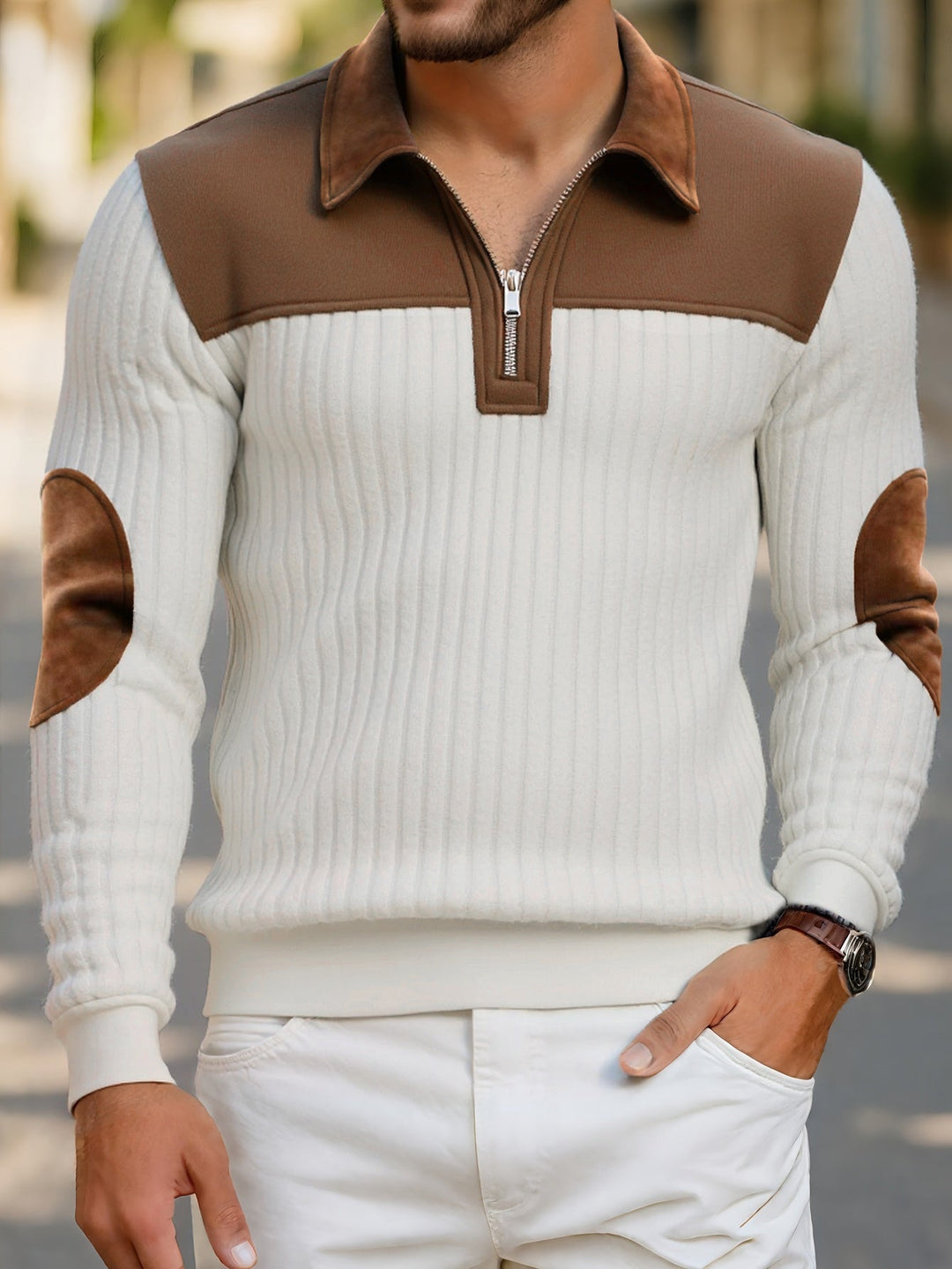 Roland | Pullover z Kwartowym Zipperem w Dwu Tonach