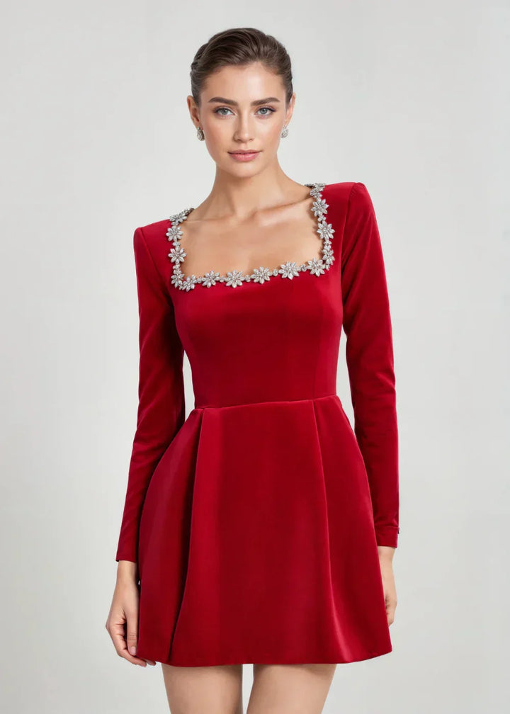 Brielle | Elegancka Mini Sukienka z Aksamit