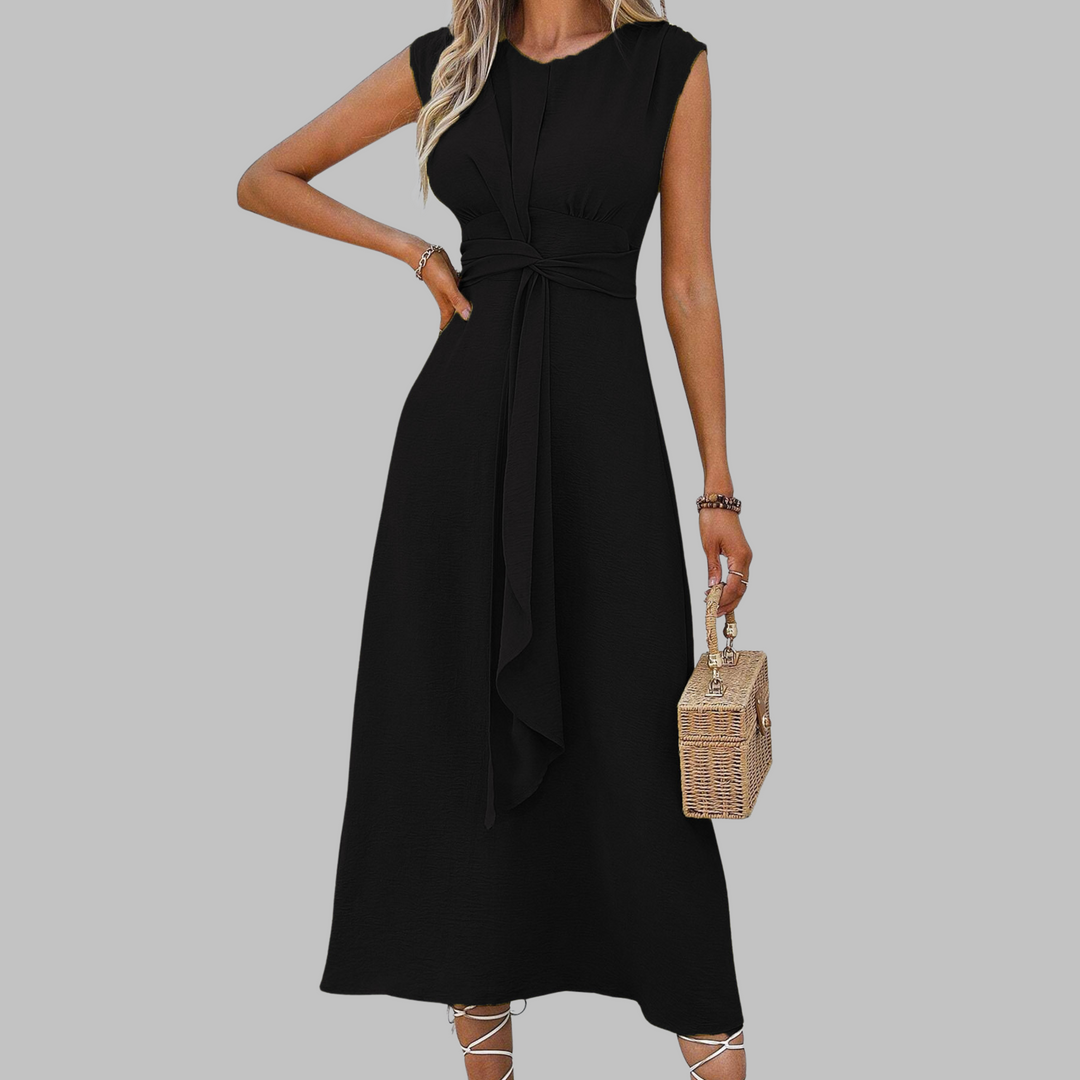 Alayna | Elegancka, bezrękawnikowa maxi sukienka z okrągłym dekoltem