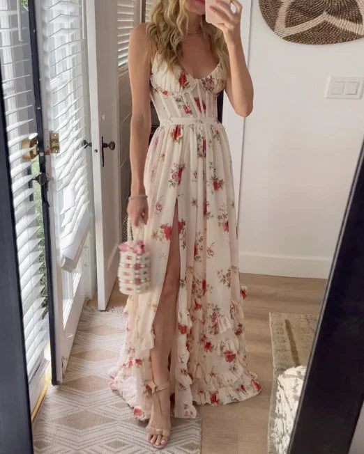 Zoey | Elegancka Kwiatowa Sukienka Bez Rękawów