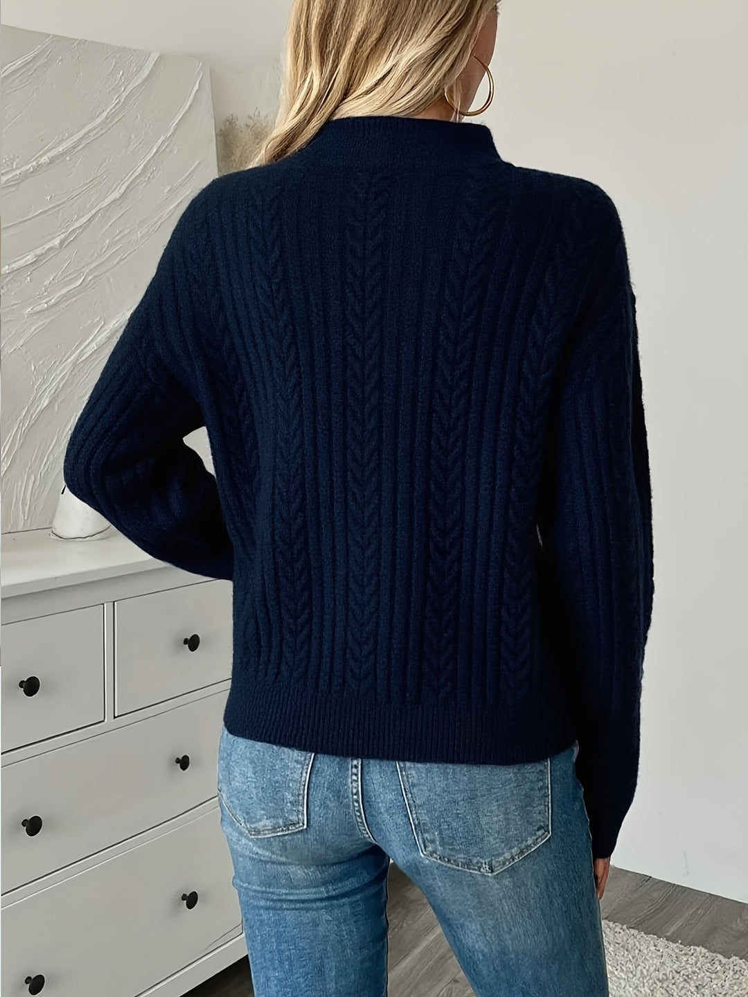 Clementine | Teksturowany sweter z pół-zamkiem