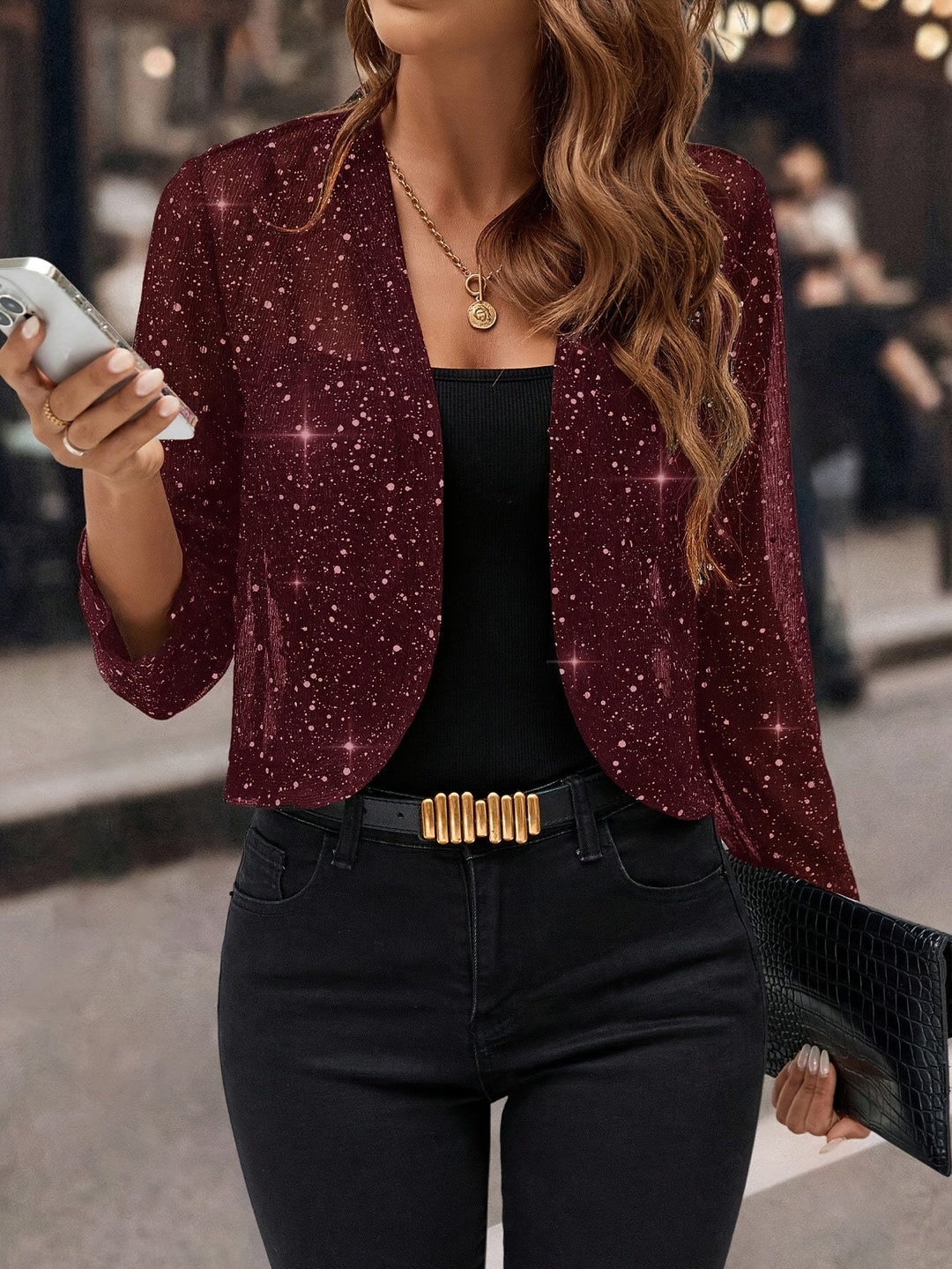 Elaine | Bluzka Krótka z Blaskiem