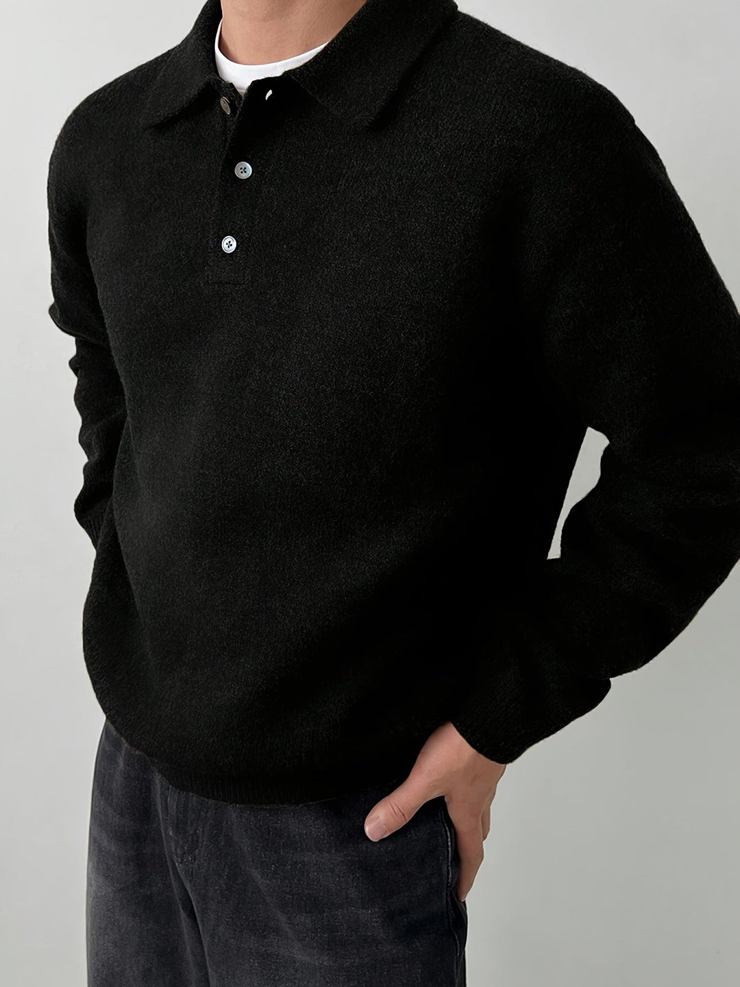 Landon | Wyrafinowany Sweter z Kołnierzykiem Polo