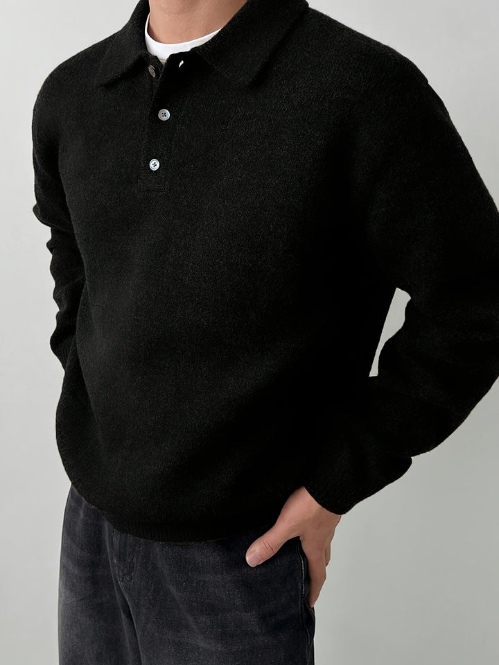 Landon | Wyrafinowany Sweter z Kołnierzykiem Polo