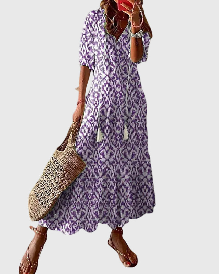 Amalia | Boho Vintage Letnia Sukienka Maxi