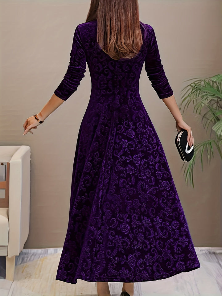 Adeline | Elegancka Midi Sukienka z Długim Rękawem
