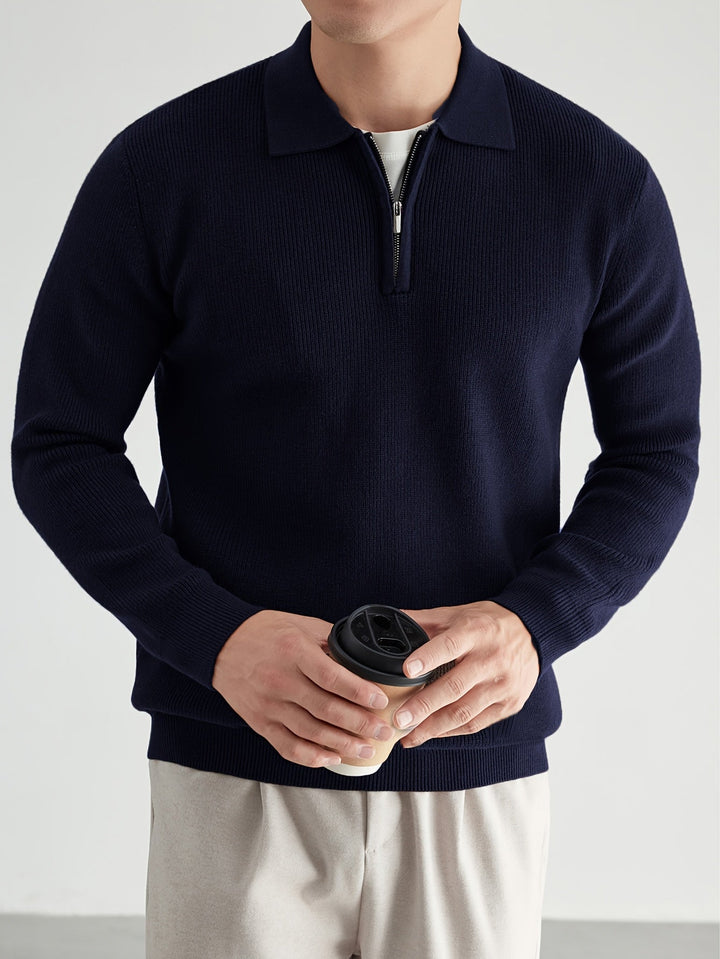Donovan | Elegancki sweter polo z ćwierć zamkiem