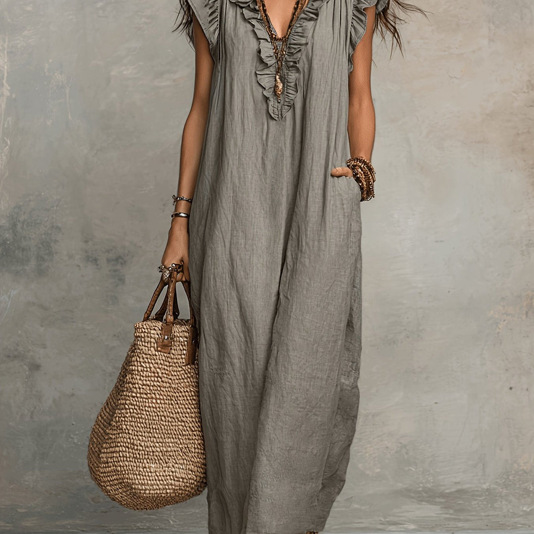 Marisol | Boho Maxi Sukienka z Falbanami