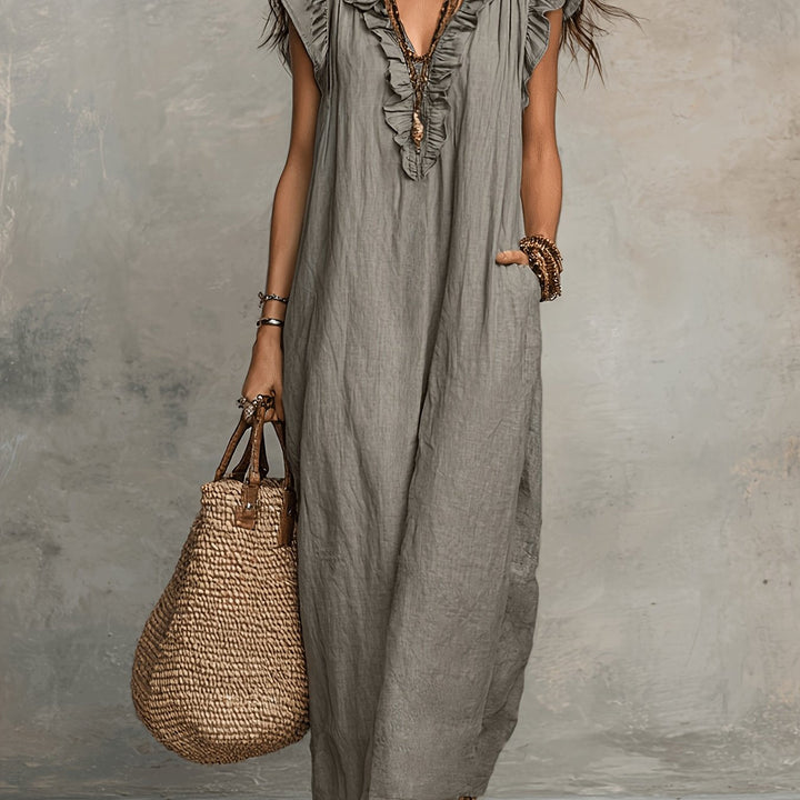 Marisol | Boho Maxi Sukienka z Falbanami
