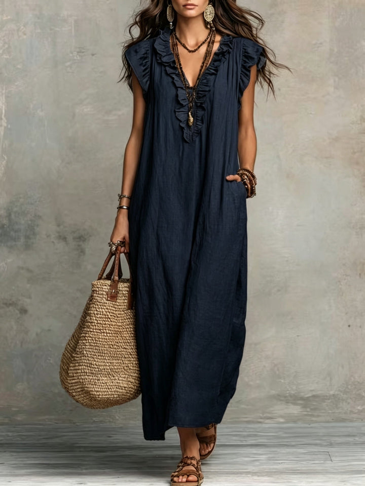 Marisol | Boho Maxi Sukienka z Falbanami