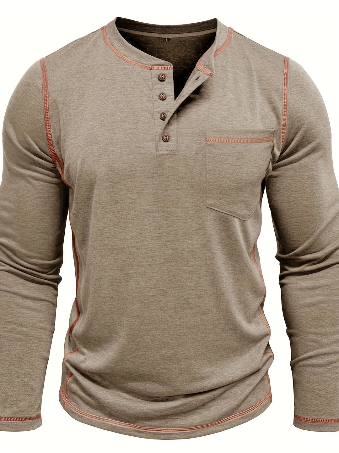 Reuben | Longsleeve Henley z Kontrastowym Szwem
