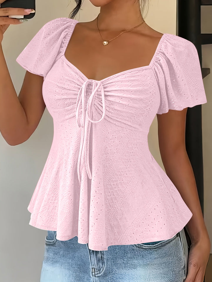 Josephine | Bluzka z Peplum i Rękawami w Stylu Flutter
