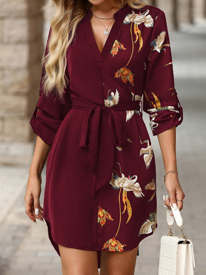 Annalise | Elegancka Sukienka Koszulowa z Paskiem