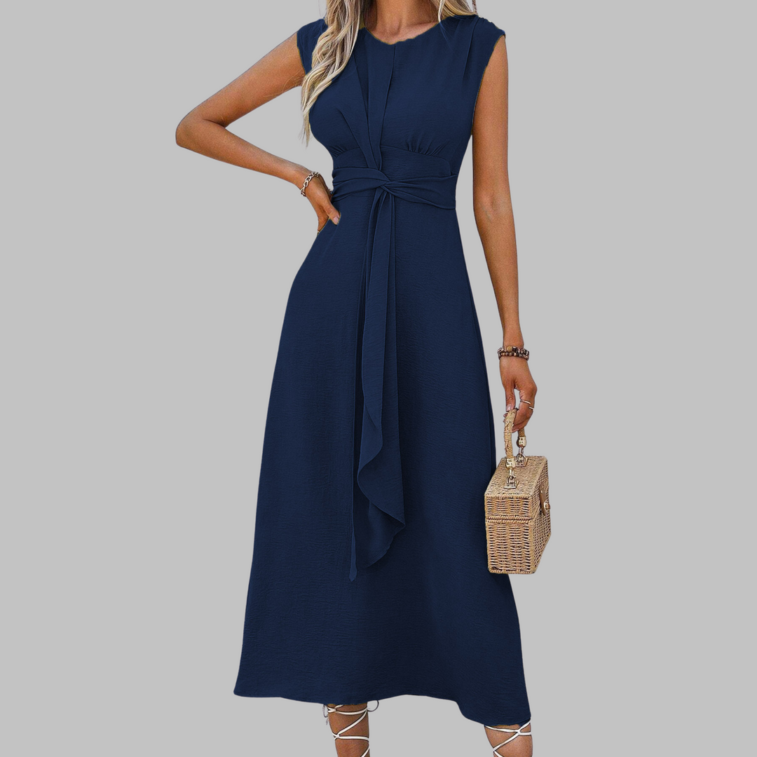 Alayna | Elegancka, bezrękawnikowa maxi sukienka z okrągłym dekoltem