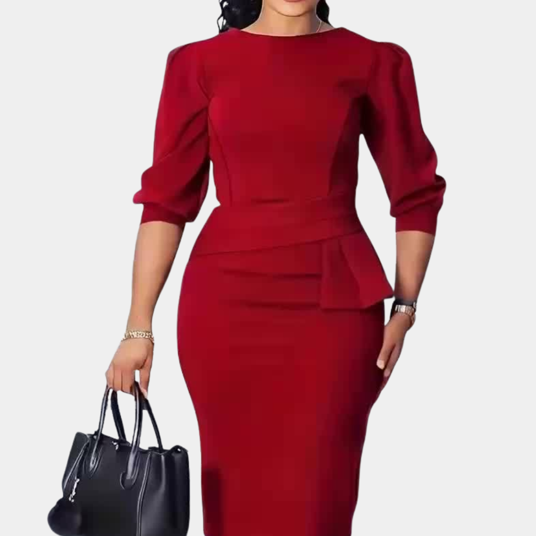 Adele | Midi Sukienka z Peplum