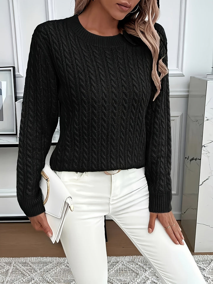 Faye | Sweter z okrągłym dekoltem w splot kablowy