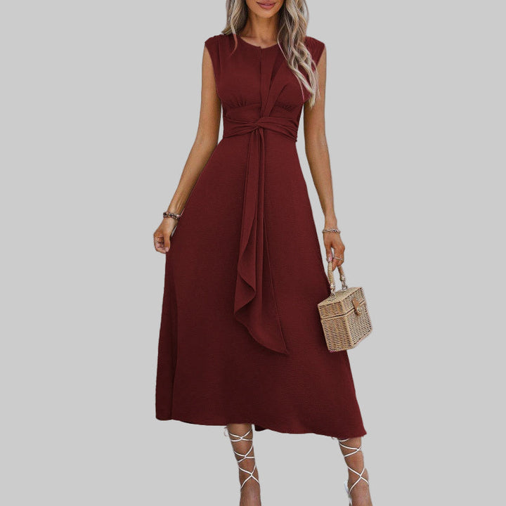 Alayna | Elegancka, bezrękawnikowa maxi sukienka z okrągłym dekoltem