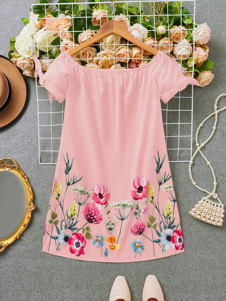Gemma | Sukienka z Kwiatowym Motywem i Ramiączkami Off-Shoulder