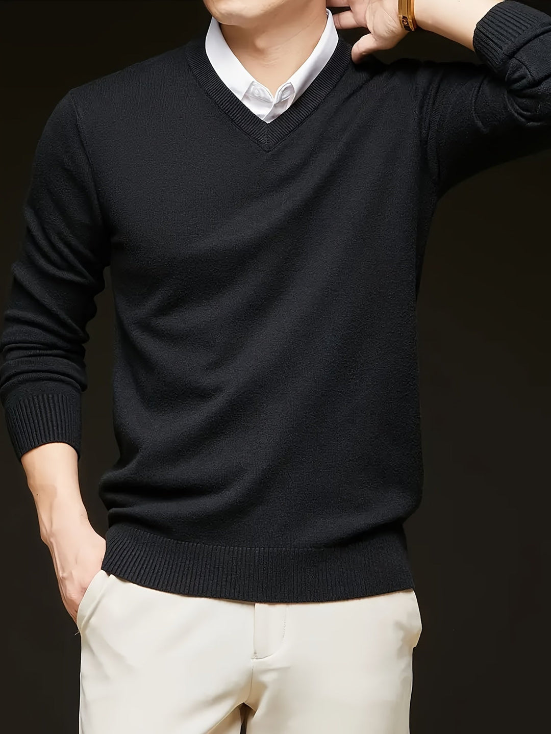 Hugh | Elegancki sweter w serek