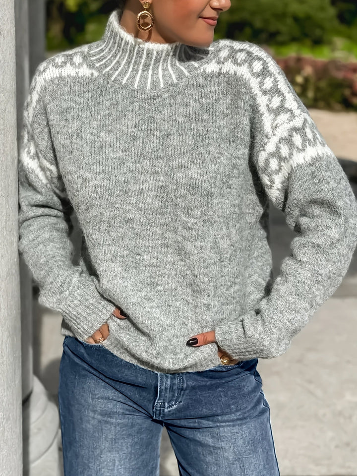 Corinna | Sweter z Mock-Neck w Kontrastowym Wykończeniu