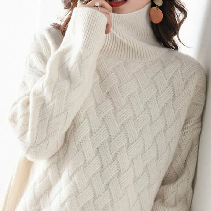 Damski Sweter z Golfem i Cable Knit dla Codziennych Stylizacji