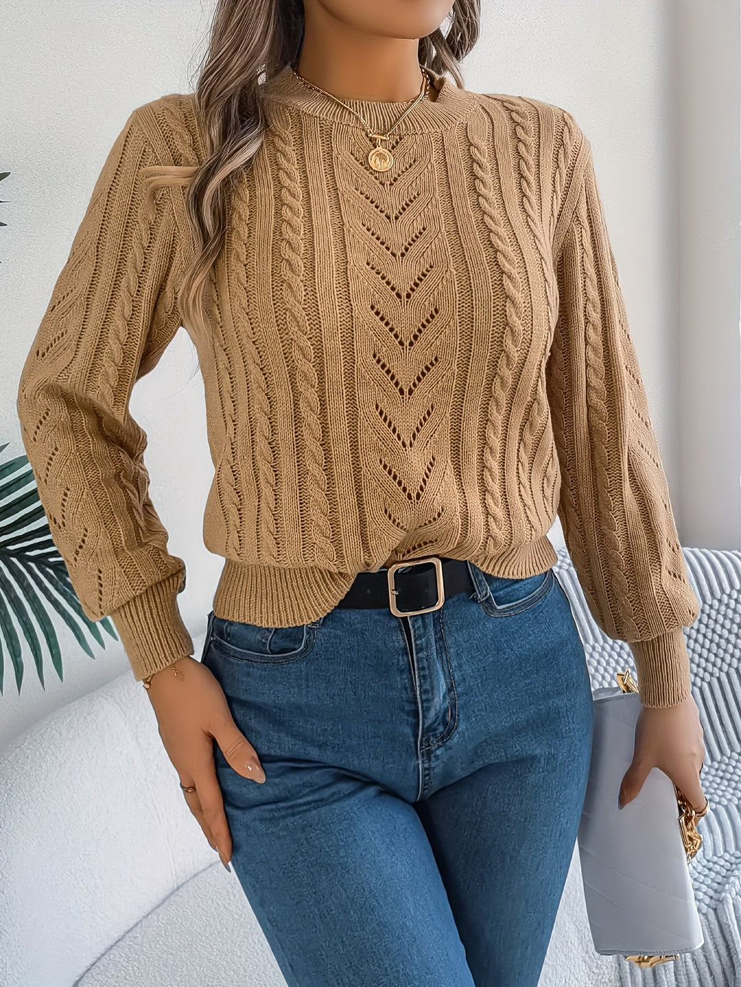Blythe | Sweter z Warkoczowym Wzorem