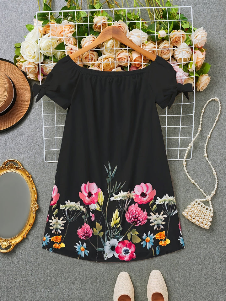 Gemma | Sukienka z Kwiatowym Motywem i Ramiączkami Off-Shoulder