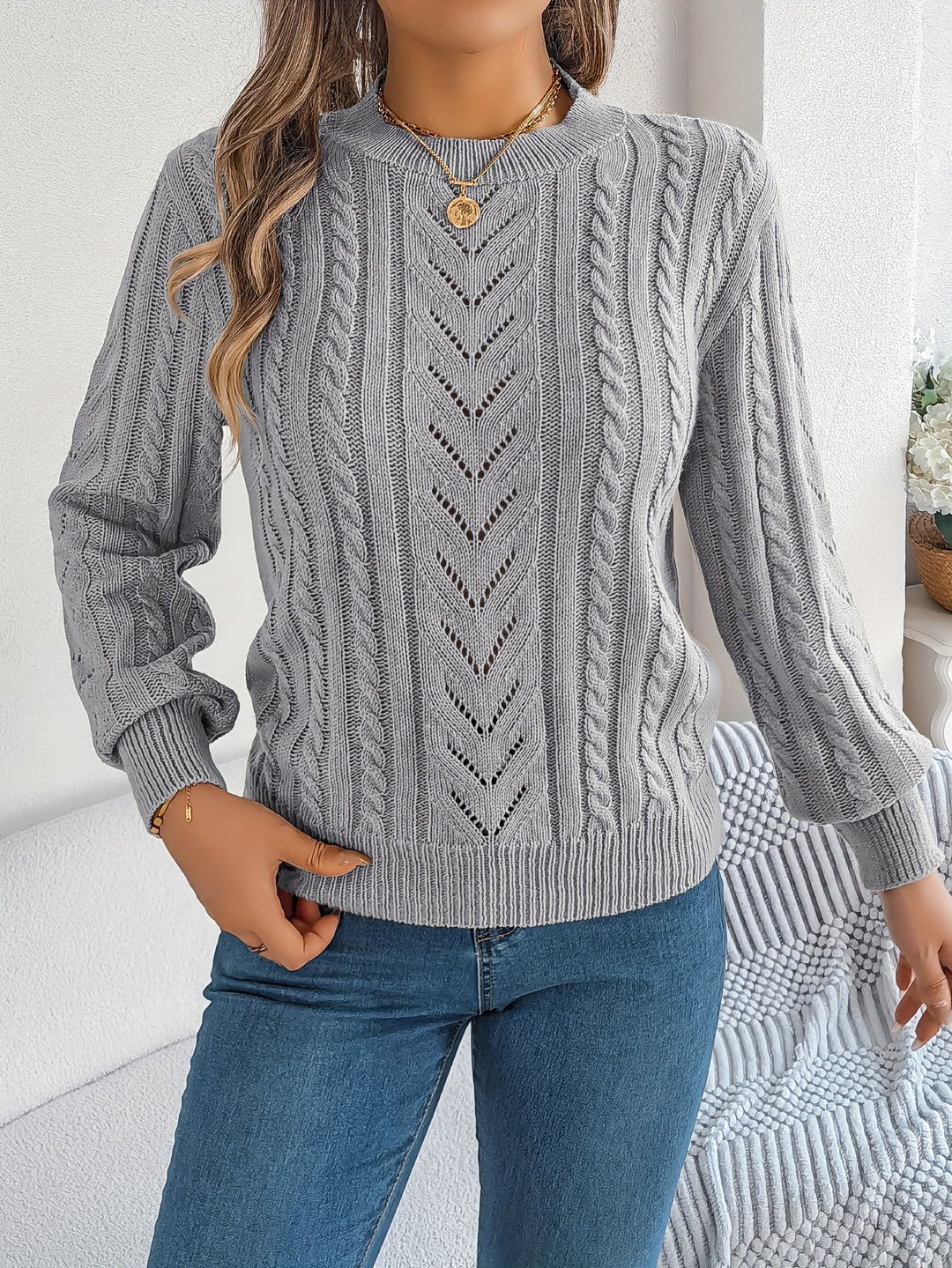 Blythe | Sweter z Warkoczowym Wzorem