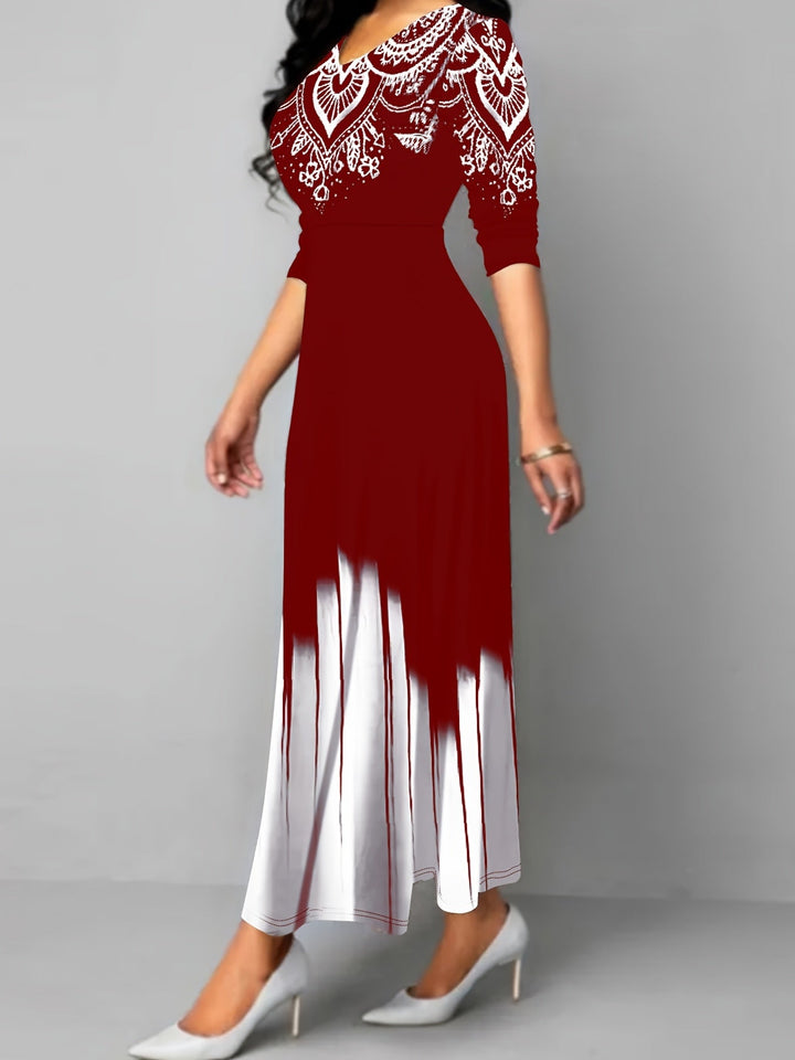 Nadia | Ornamentalny Print Flared Maxi Dress