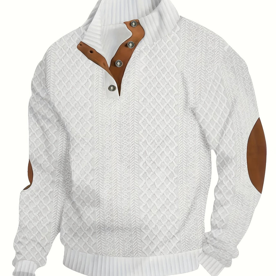 Ronan | Sweter Henley z Stojącym Kołnierzem i Guzikami