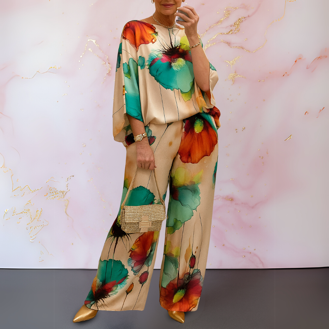 Harlow | Stylowy Satynowy Zestaw Dwuczęściowy