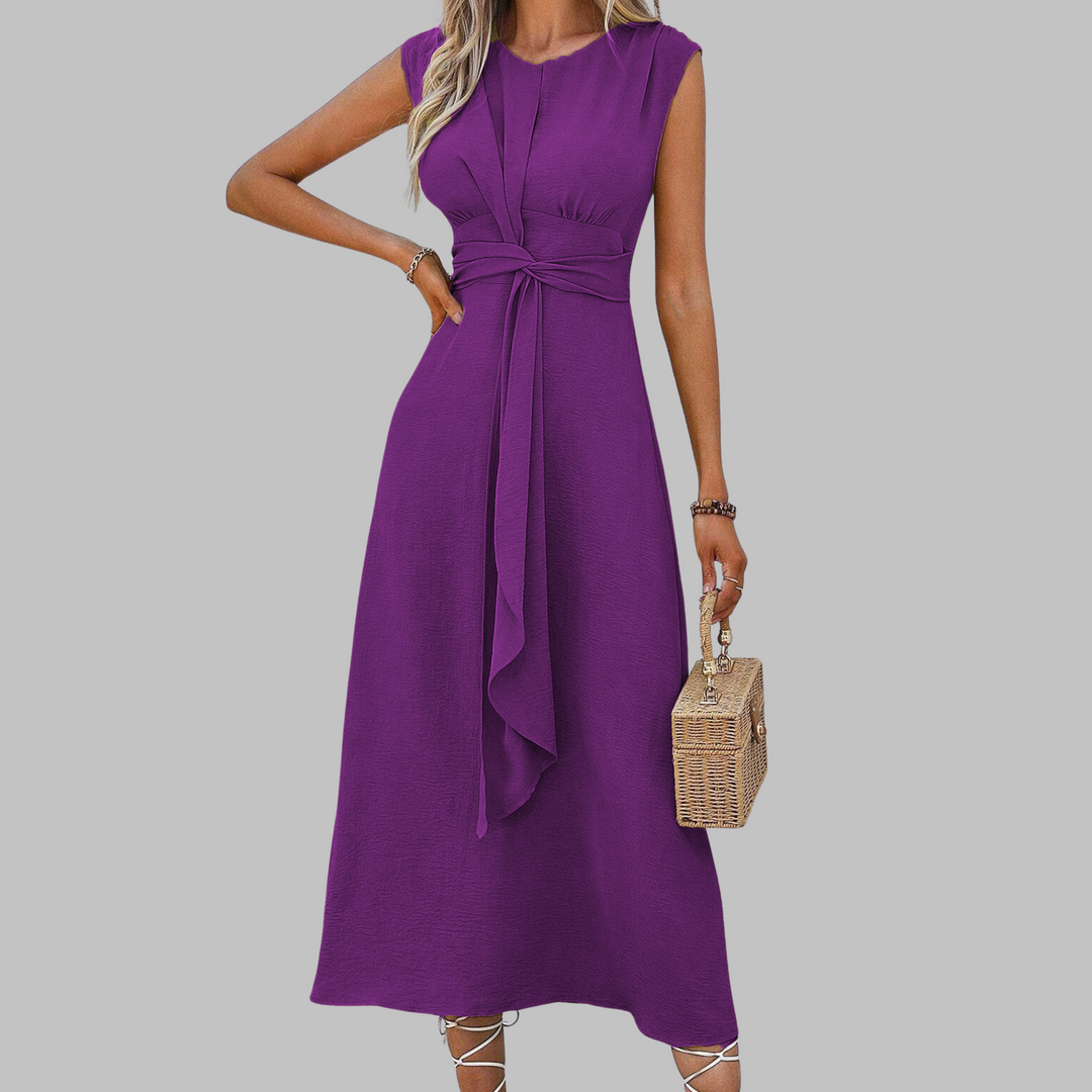 Alayna | Elegancka, bezrękawnikowa maxi sukienka z okrągłym dekoltem