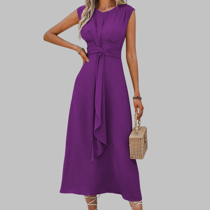 Alayna | Elegancka, bezrękawnikowa maxi sukienka z okrągłym dekoltem