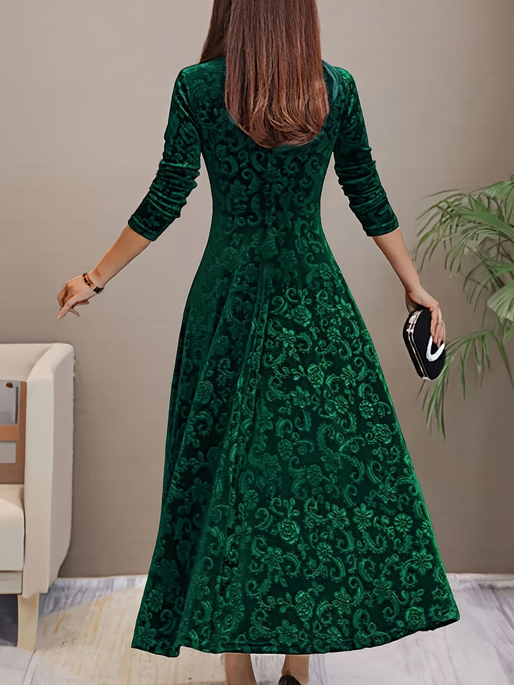 Adeline | Elegancka Midi Sukienka z Długim Rękawem