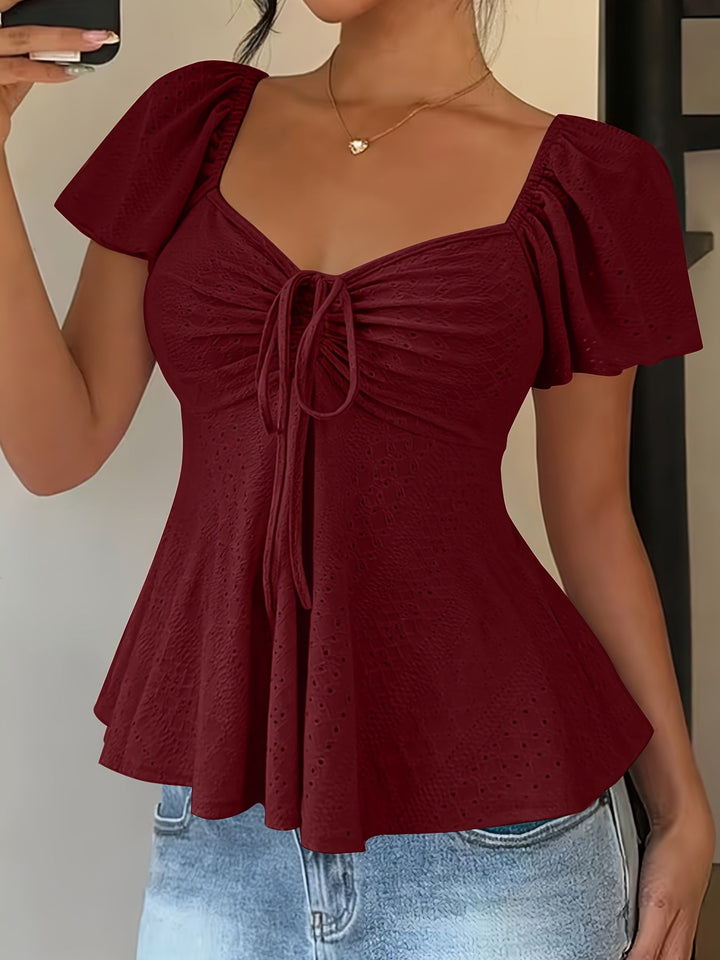 Josephine | Bluzka z Peplum i Rękawami w Stylu Flutter