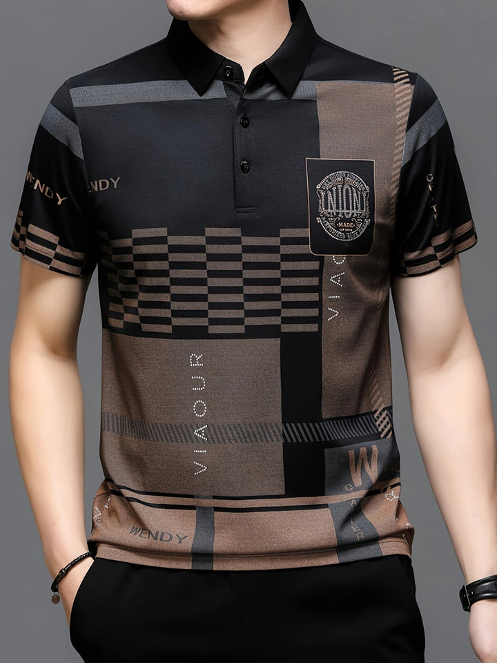 Nathaniel | Elegancka koszulka polo w kolorowe bloki