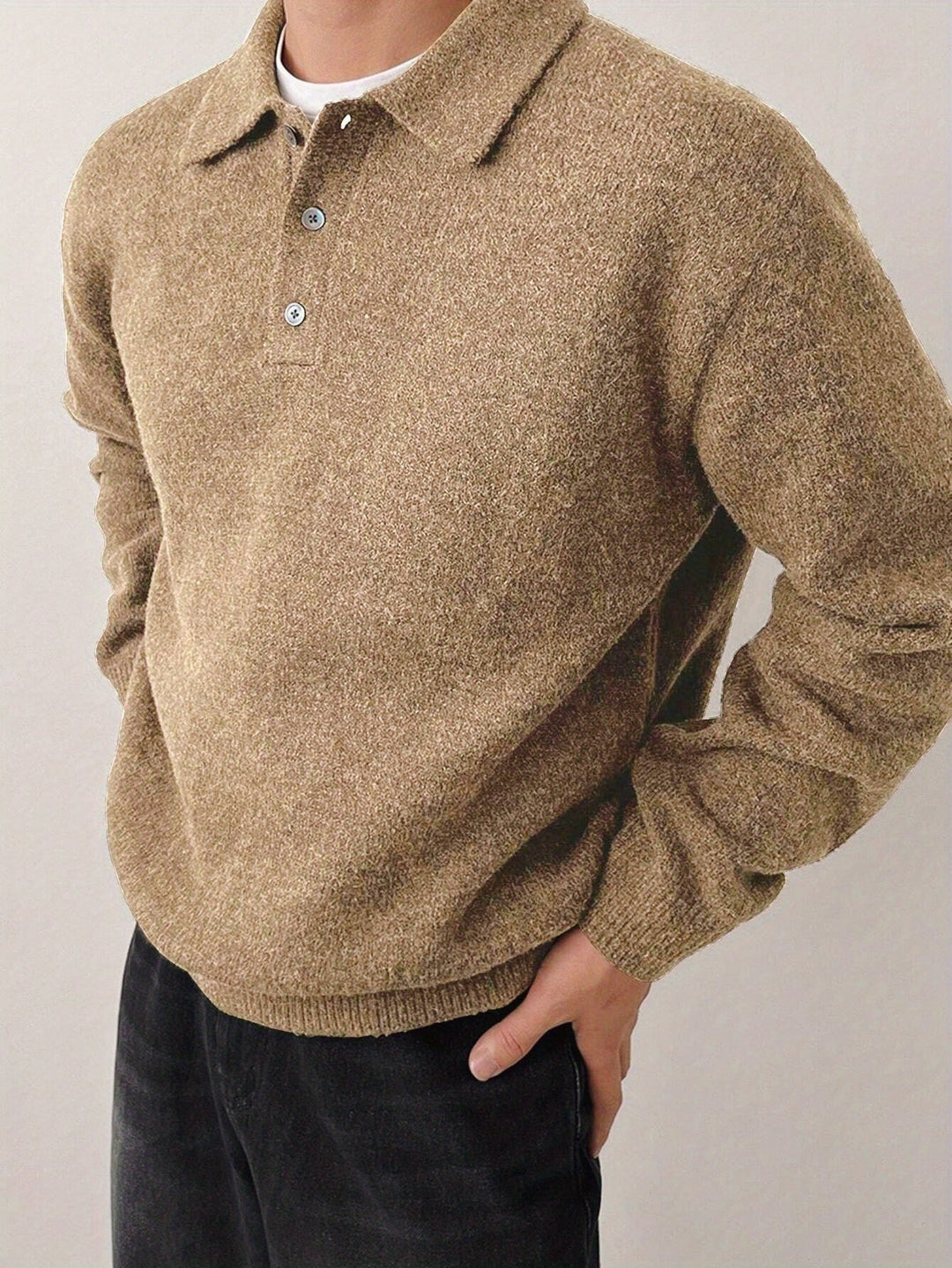 Landon | Wyrafinowany Sweter z Kołnierzykiem Polo