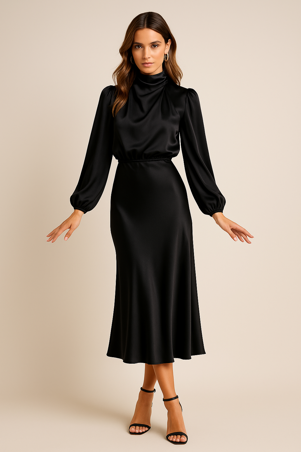 Winona | Elegancka Midi Sukienka z Wysokim Stanem