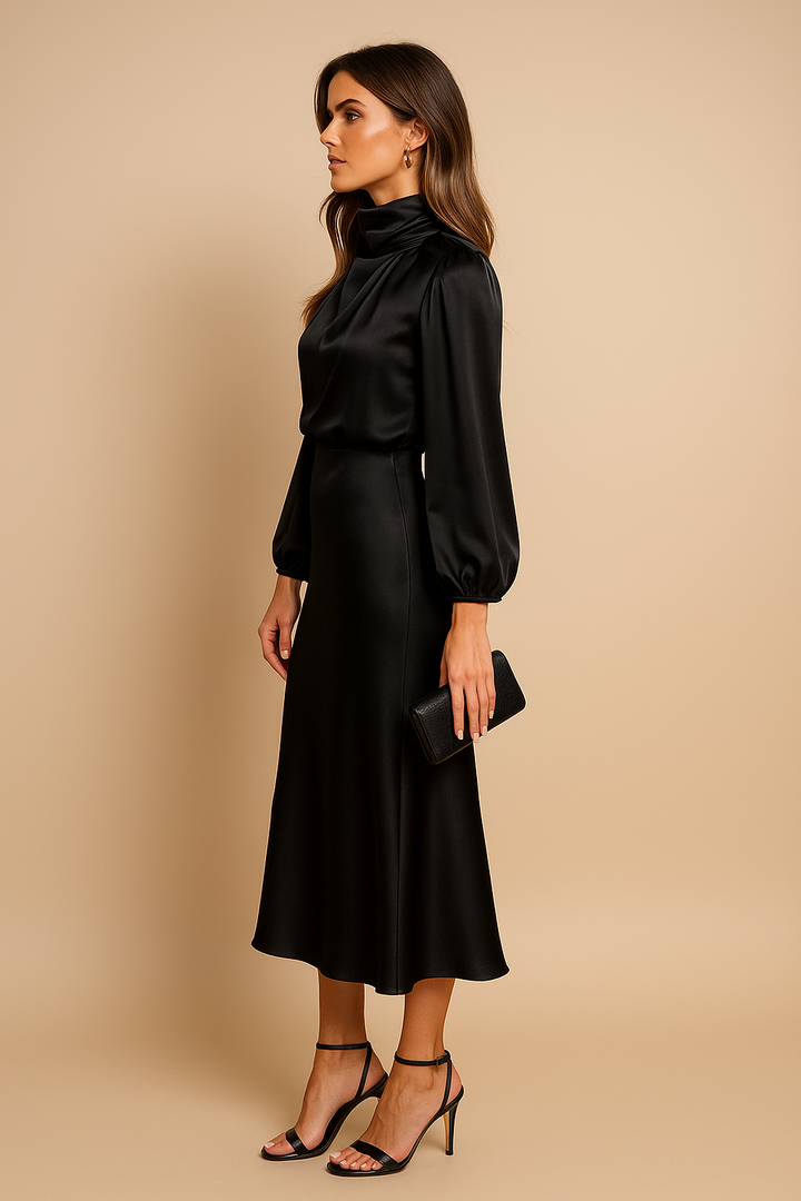 Winona | Elegancka Midi Sukienka z Wysokim Stanem