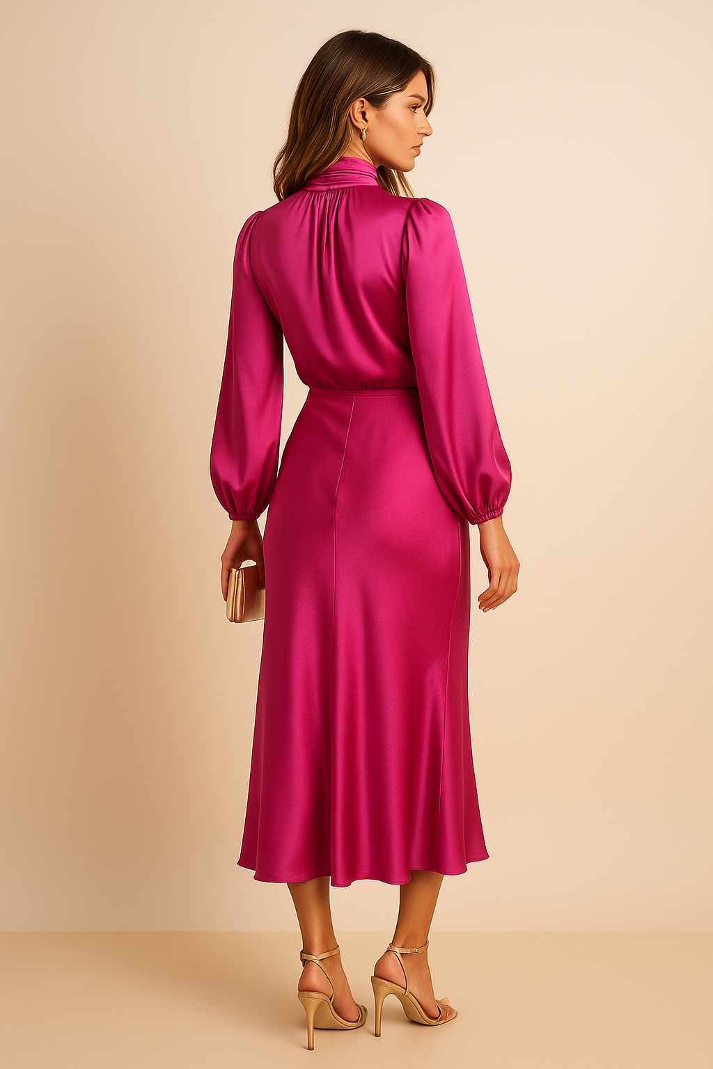 Winona | Elegancka Midi Sukienka z Wysokim Stanem