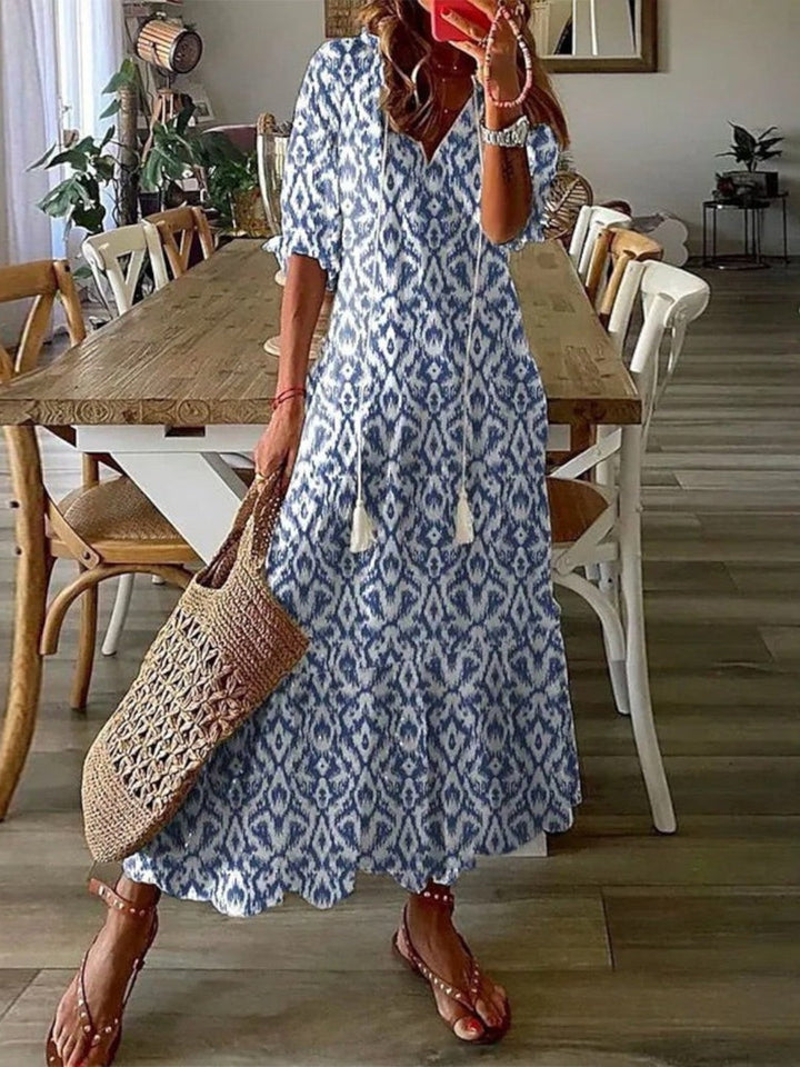 Avery | Boho Letnia Sukienka z Dekoltem w Serek