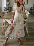 Avery | Boho Letnia Sukienka z Dekoltem w Serek