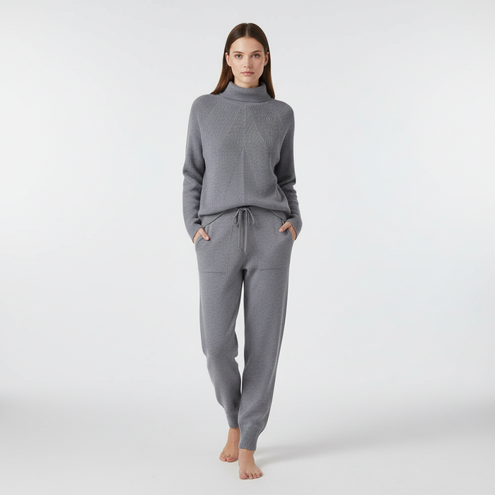 Damski Komplet Dresowy z Golfem i Spodniami Loungewear